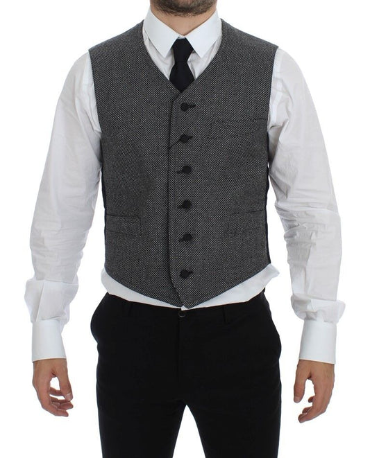 Dolce & Gabbana Gray Cotton Blend Logo Vest Gilet Weste