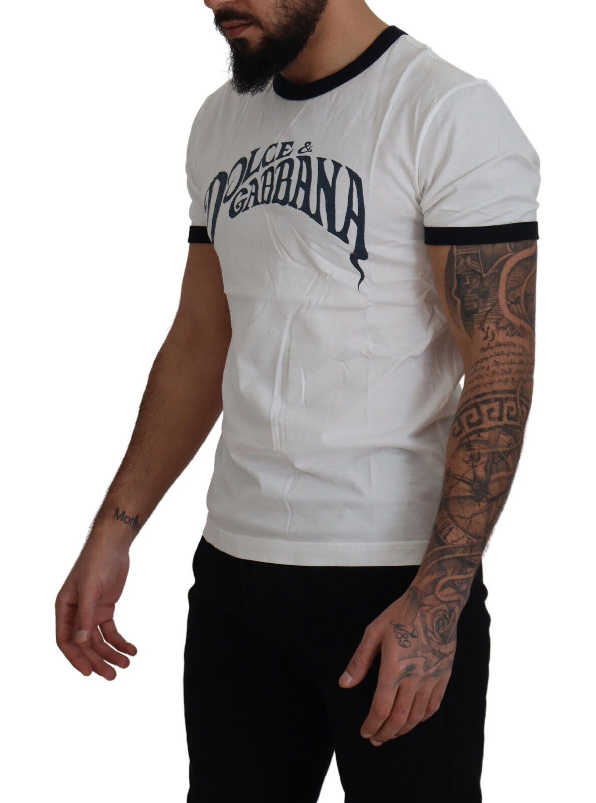 Dolce & Gabbana Elegant White Logo Print Crewneck Tee