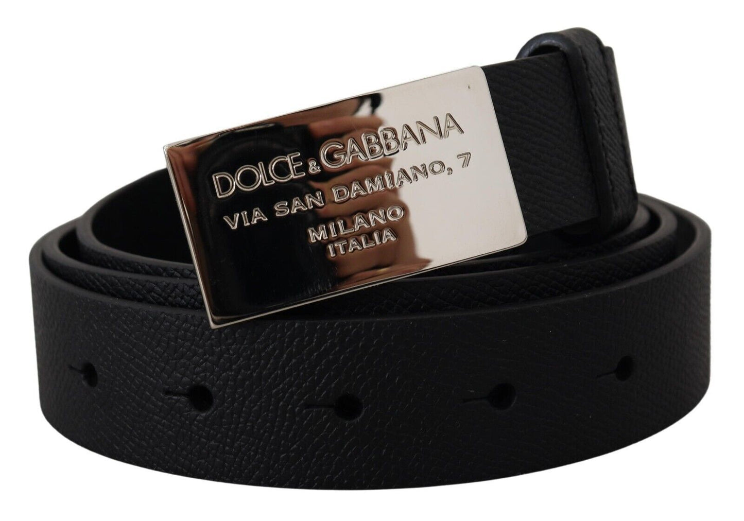 Dolce & Gabbana Elegant Black Leather Belt with Metal Buckle