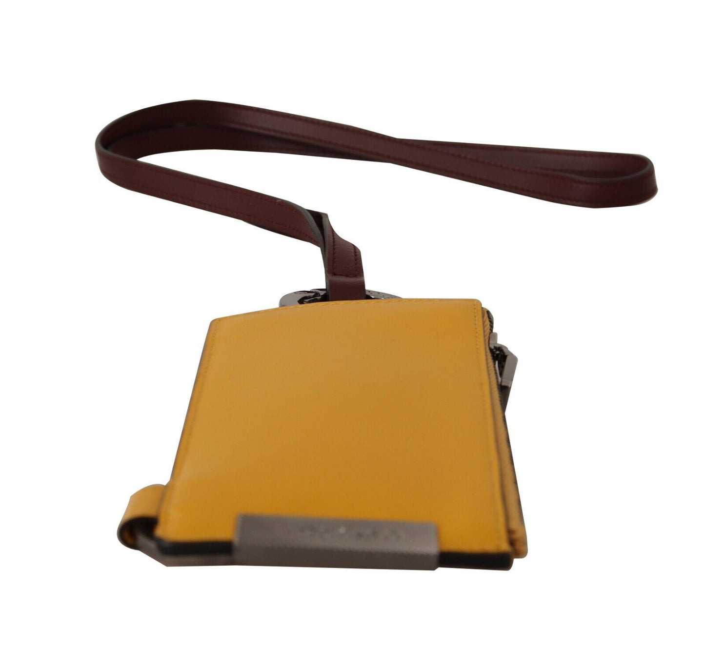 Dolce & Gabbana Elegant Yellow Leather Card Holder with Strap