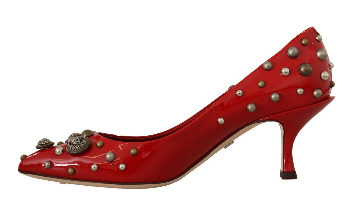 Dolce & Gabbana Radiant Red Patent Leather Pumps with Stud Accents