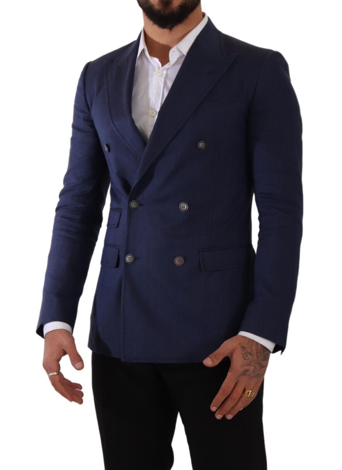 Dolce & Gabbana Elegant Slim Fit Silk Blend Blazer in Blue