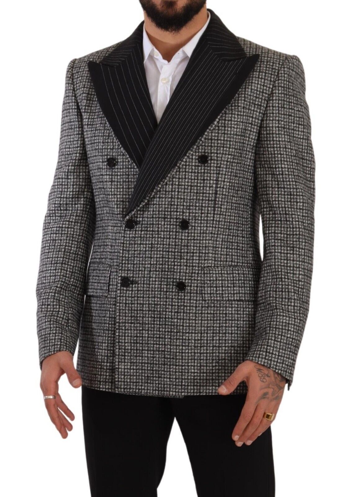 Dolce & Gabbana Gray Wool Double Breasted Jacket Coat Blazer