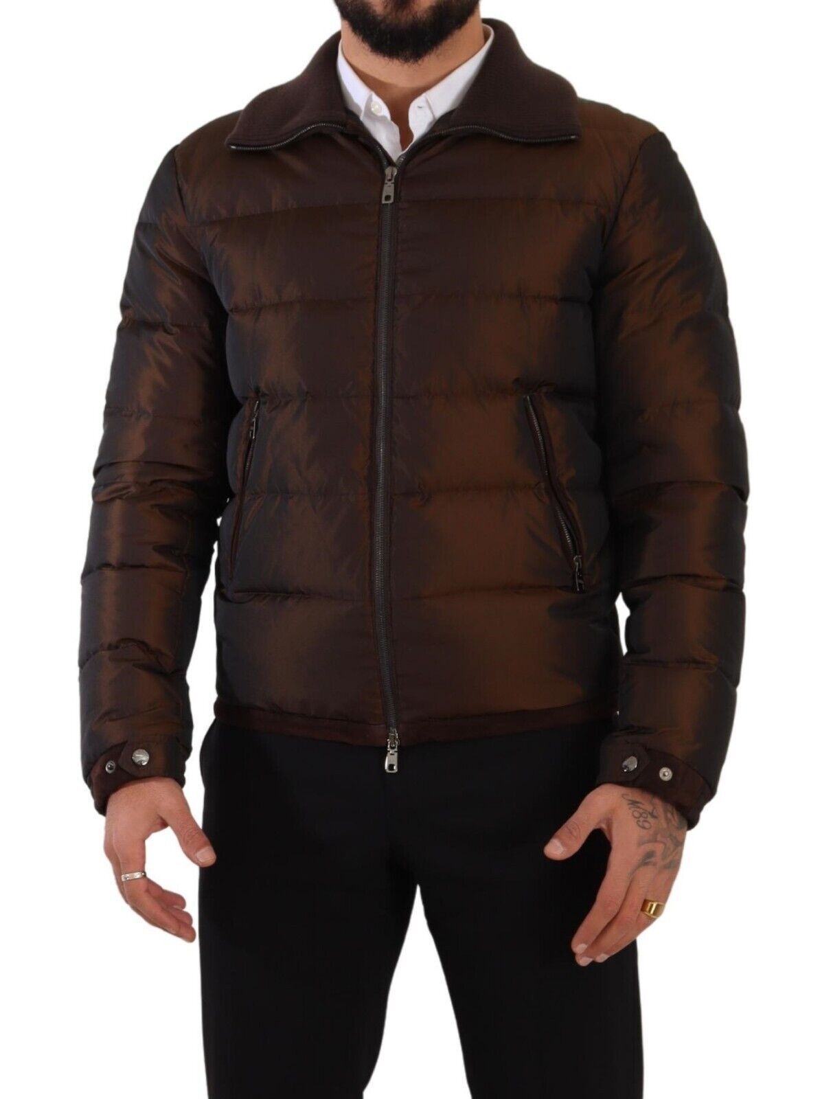 Dolce & Gabbana Elegant Brown Quilted Puffer Jacket