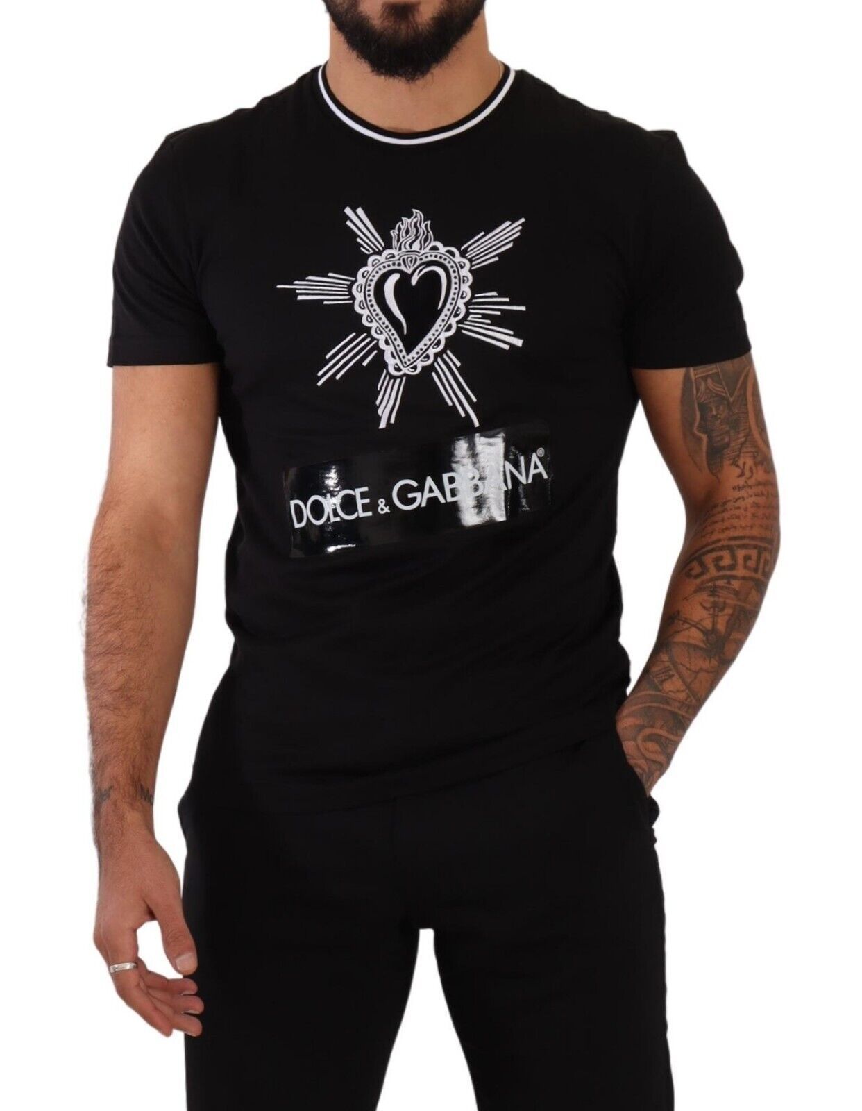 Dolce & Gabbana Elegant Sacred Heart Cotton Tee