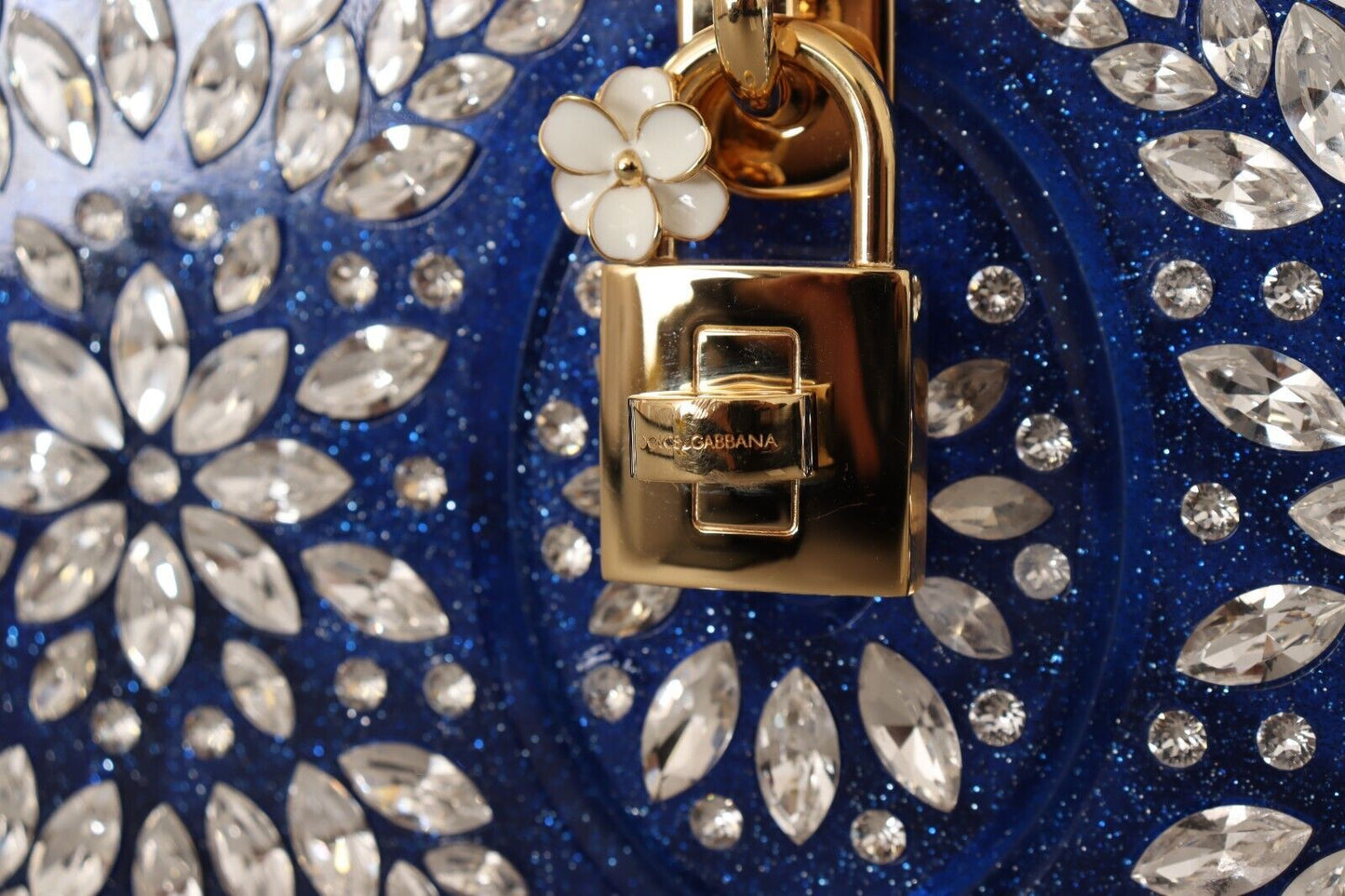 Dolce & Gabbana Crystal Embellished Blue Box Bag