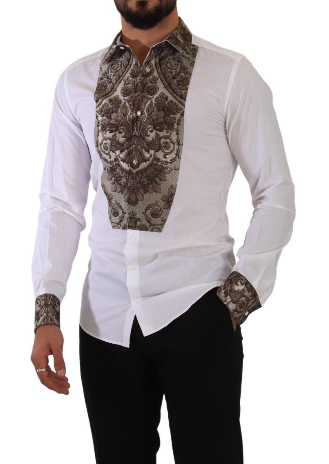 Dolce & Gabbana Elegant White Jacquard Dress Shirt