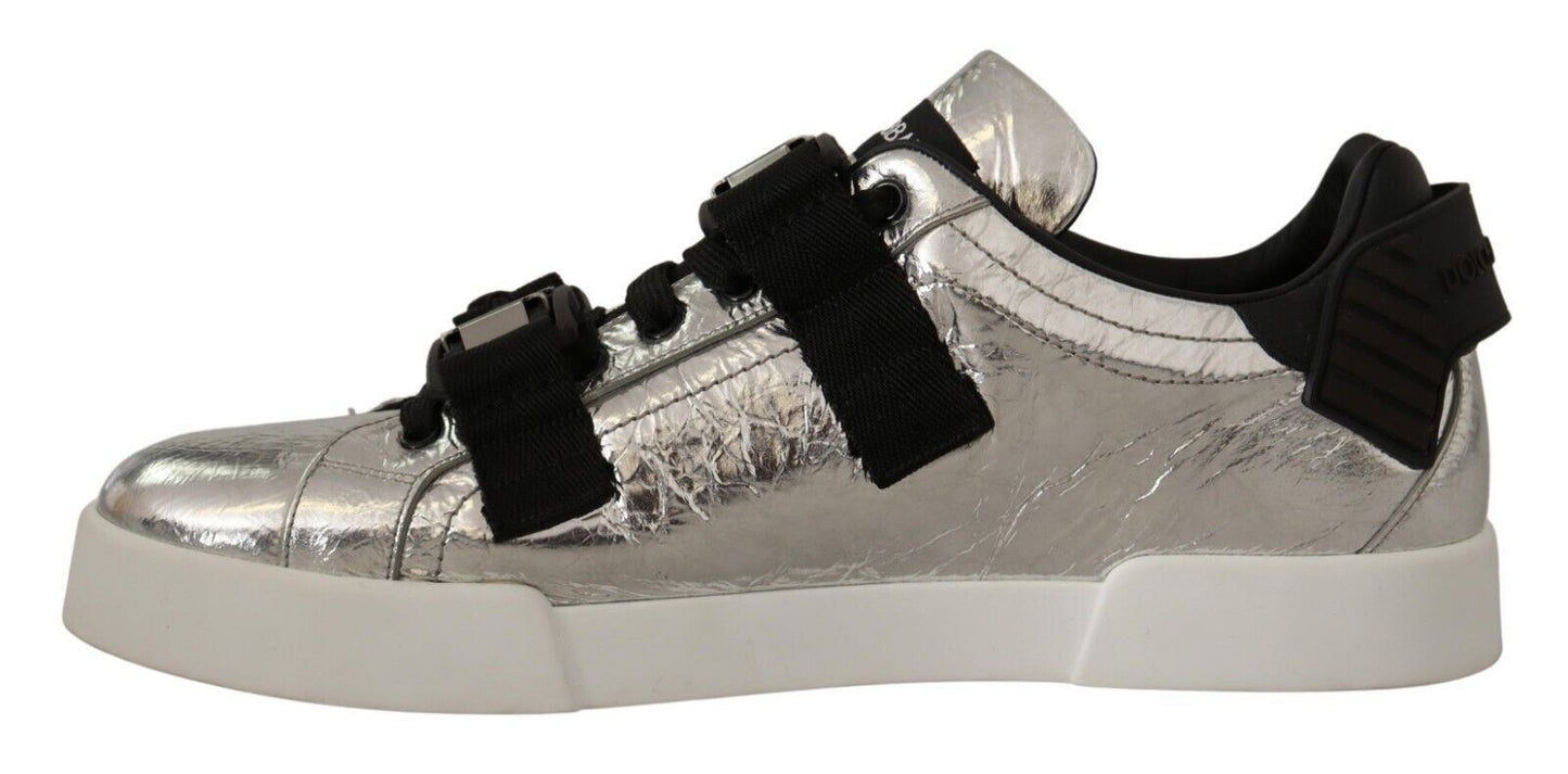 Dolce & Gabbana Elegant Black Silver Low Top Sneakers