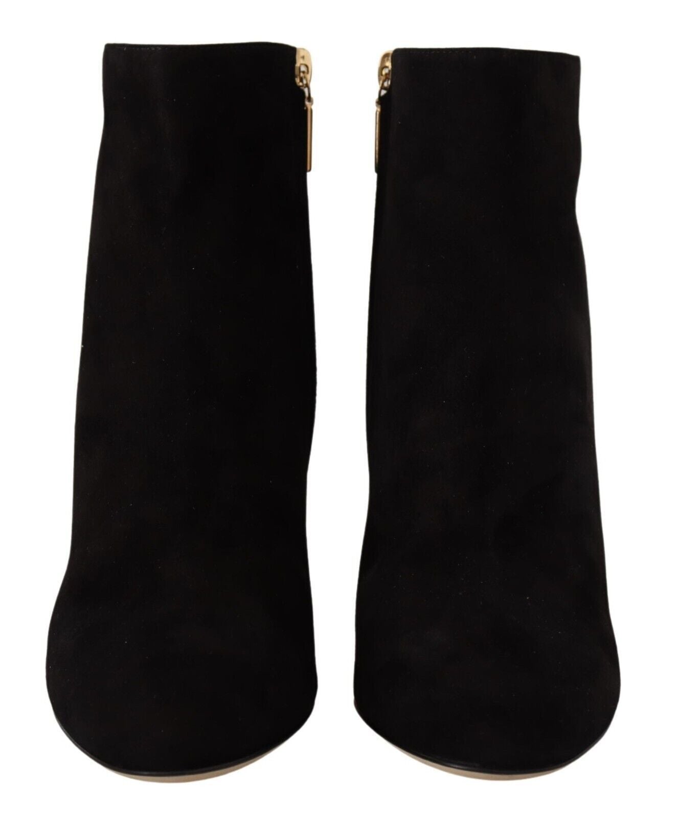 Dolce & Gabbana Black Suede Leather Crystal Heels Boots Shoes