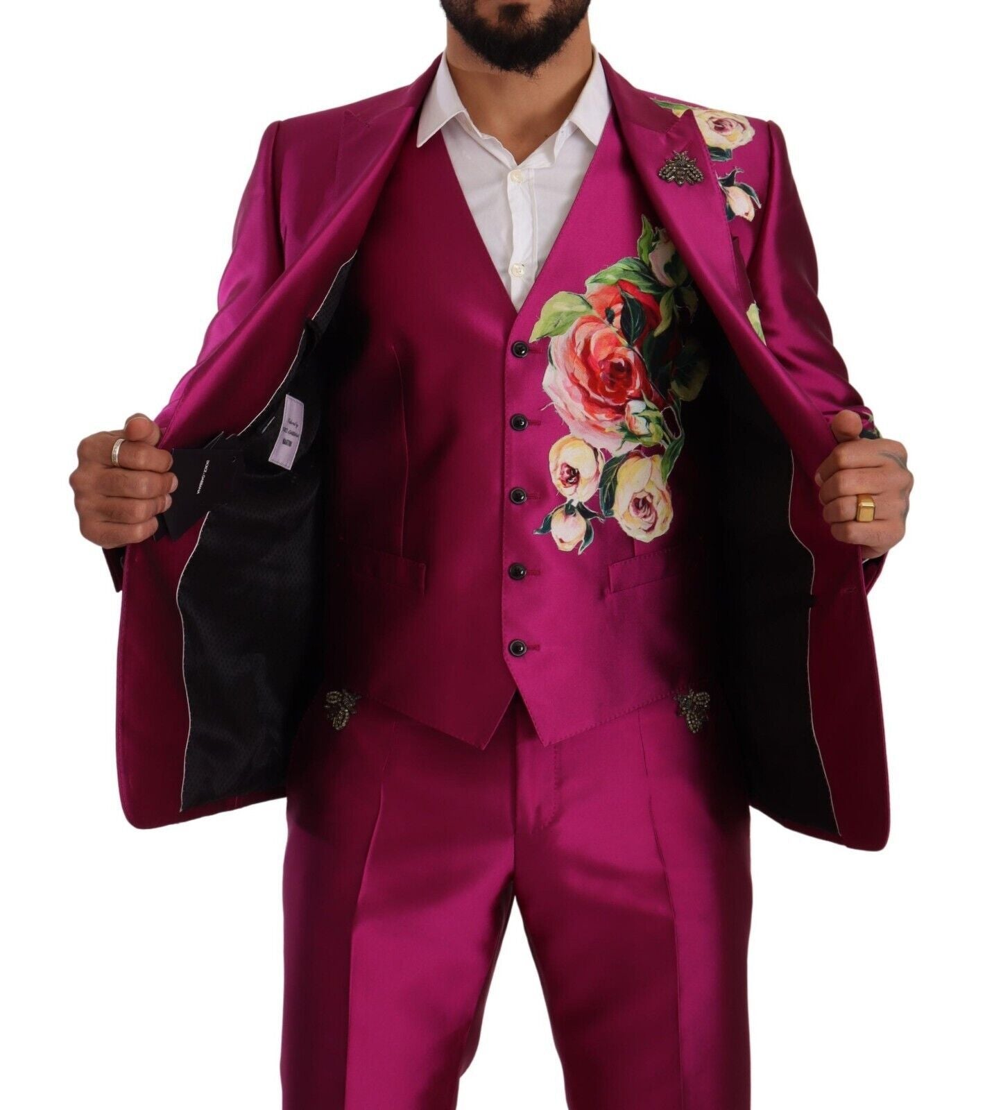 Dolce & Gabbana Elegant Pink Silk Martini Three-Piece Suit