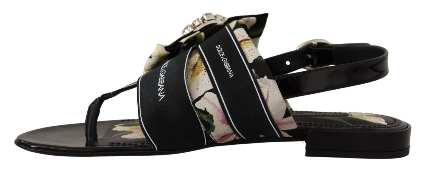 Dolce & Gabbana Floral Crystal-Embellished Silk Slide Sandals