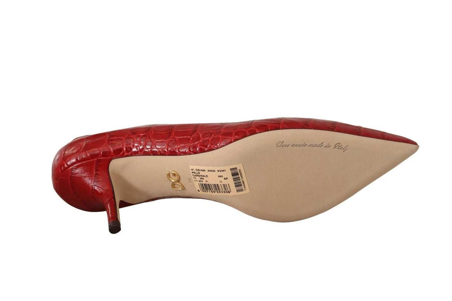 Dolce & Gabbana Elegant Red Leather Mid-Heel Pumps