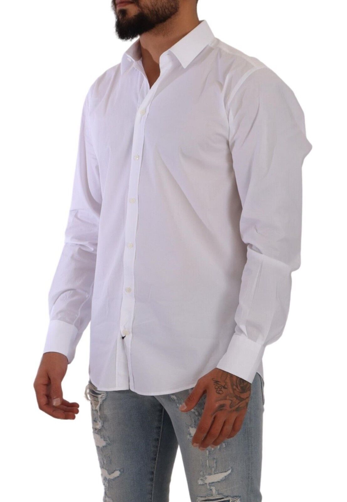 Dolce & Gabbana Elegant White Slim Fit Martini Dress Shirt