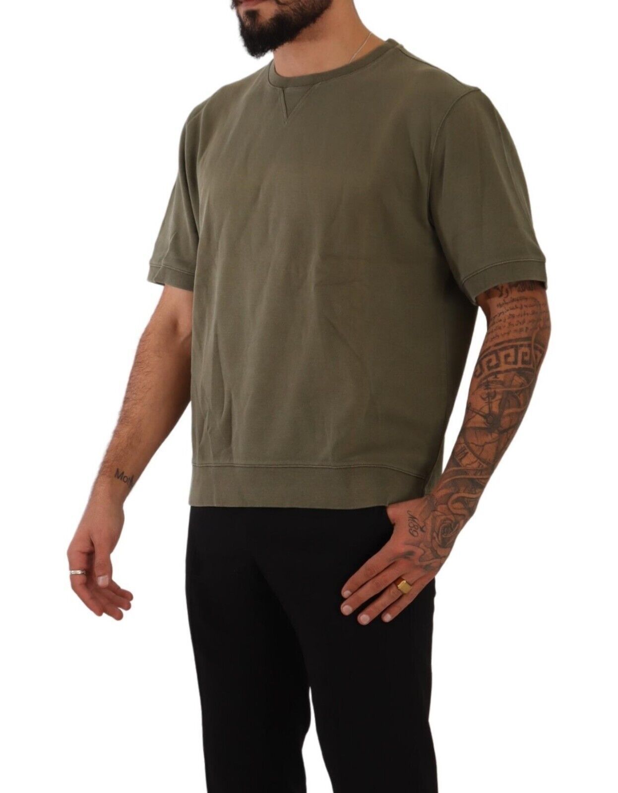 Paolo Pecora Milano Army Green Crew Neck Cotton Tee