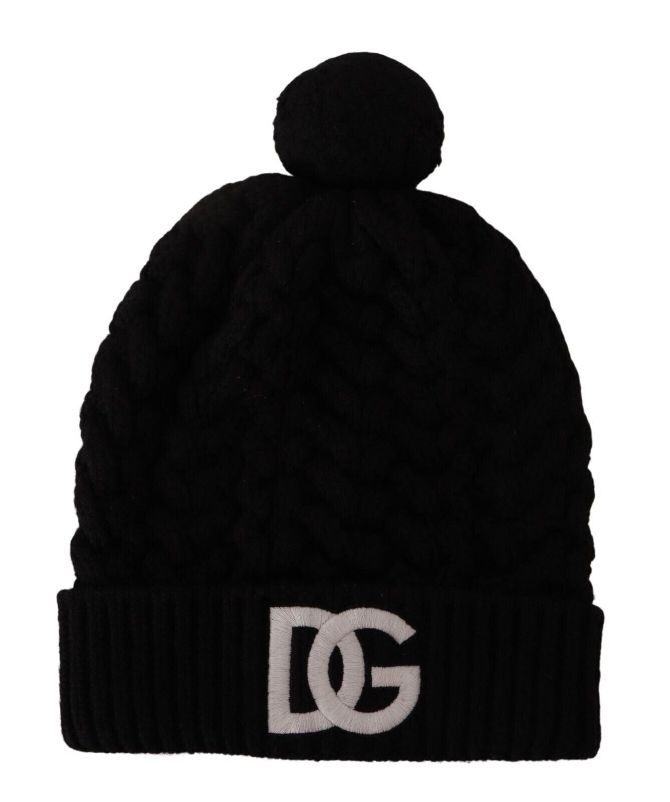 Dolce & Gabbana Elegant Black Cashmere Beanie with Logo Embroidery