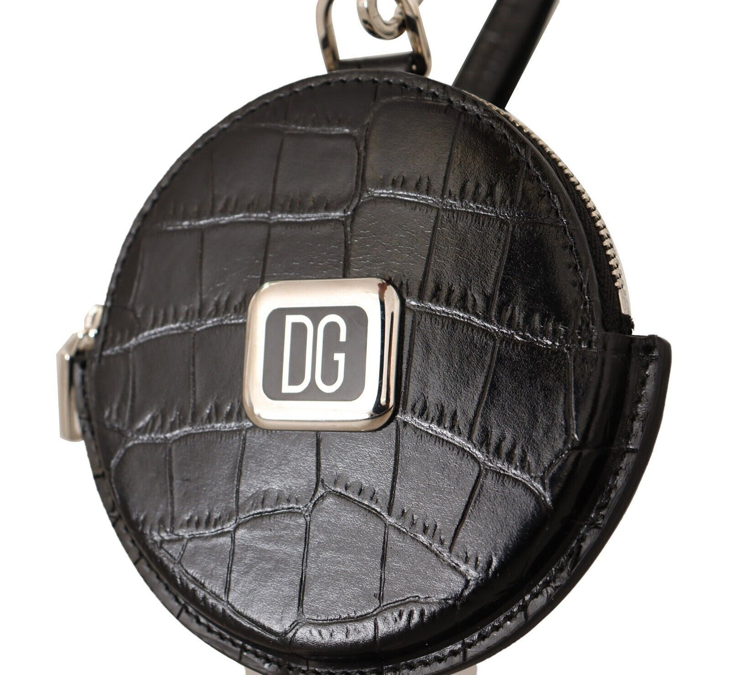 Dolce & Gabbana Elegant Black Leather Coin Purse with Strap