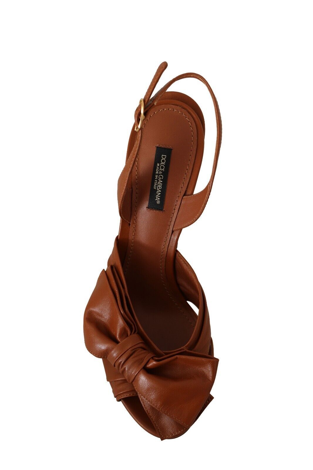 Dolce & Gabbana Elegant Brown Ankle Strap Heels with Bow Detail