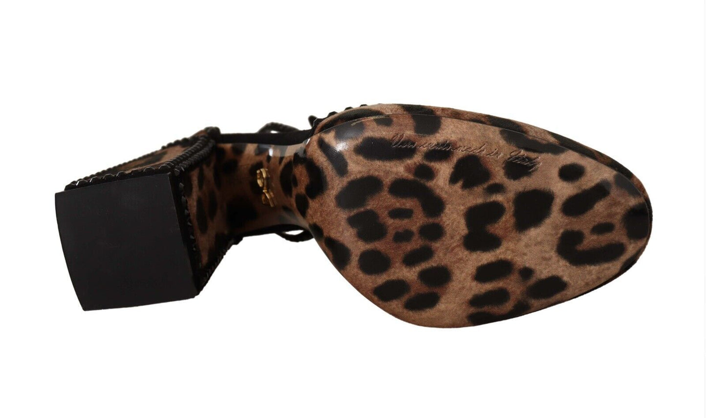 Dolce & Gabbana Chic Brown Leopard Ankle Strap Heels