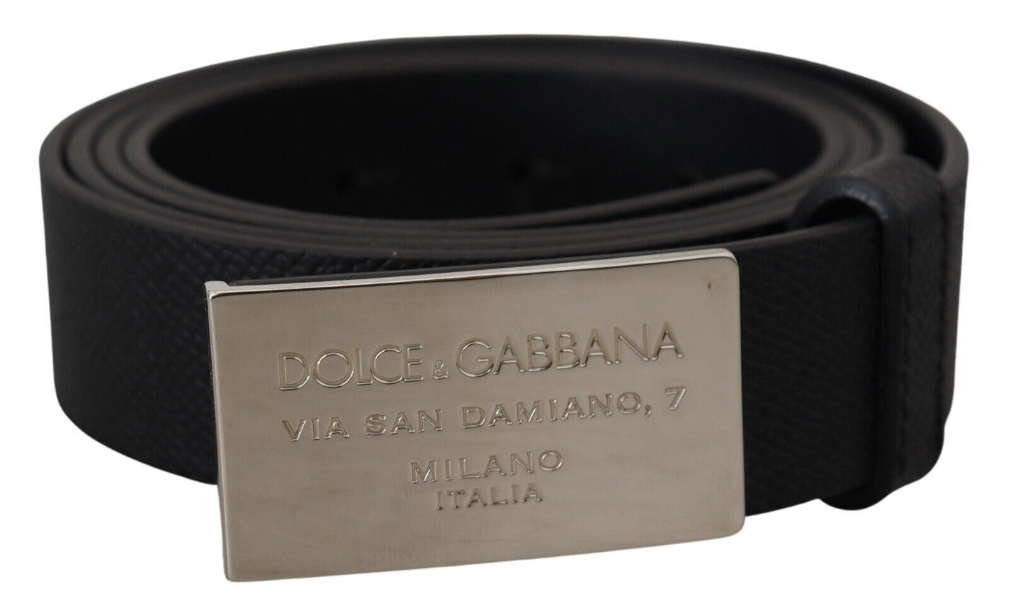 Dolce & Gabbana Elegant Black Leather Belt with Metal Buckle