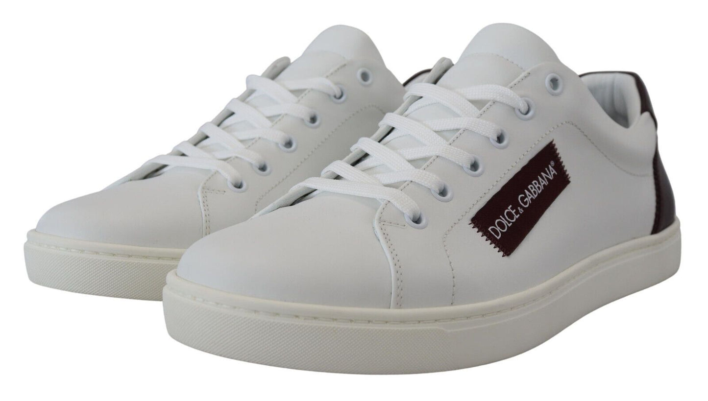 Dolce & Gabbana Elegant White Leather Low-Top Sneakers