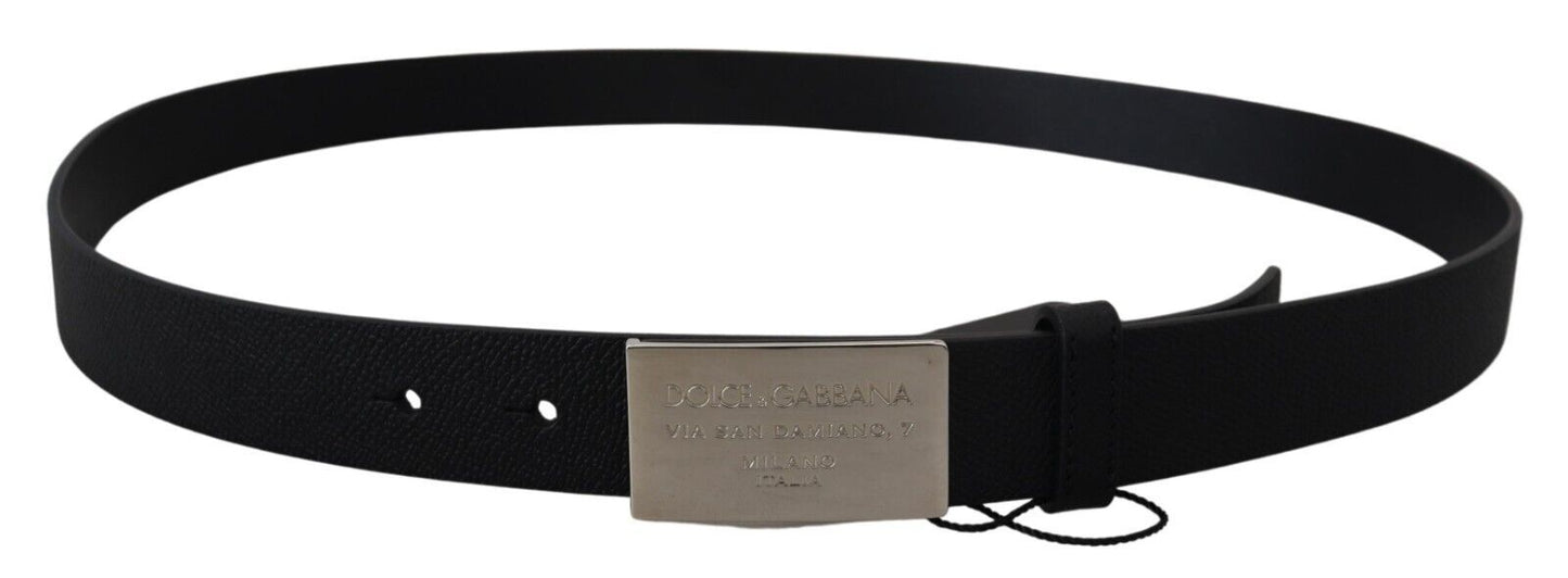 Dolce & Gabbana Elegant Black Leather Belt with Metal Buckle