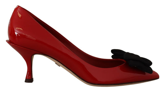 Dolce & Gabbana Elegant Patent Leather Heels with Chic Bow Accent