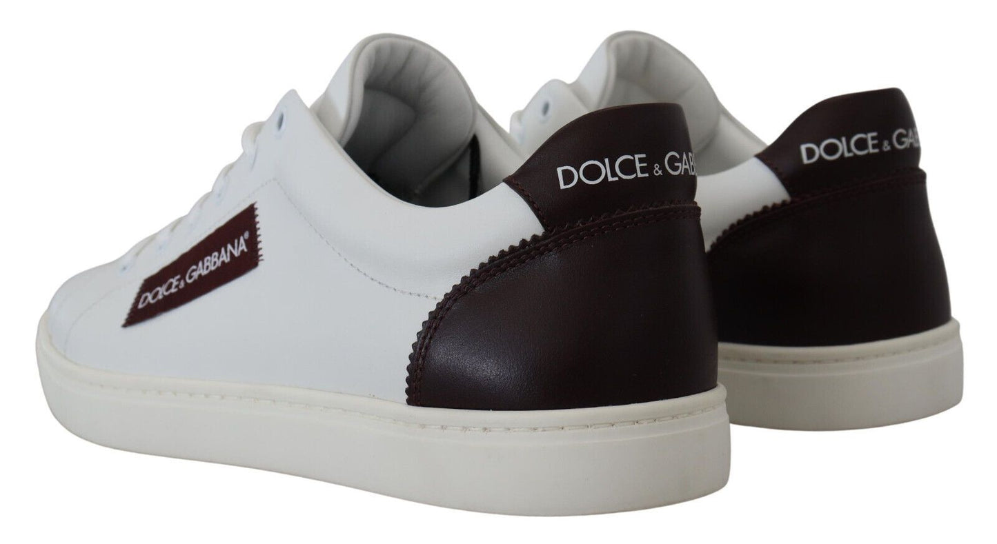 Dolce & Gabbana Elegant White Leather Low-Top Sneakers