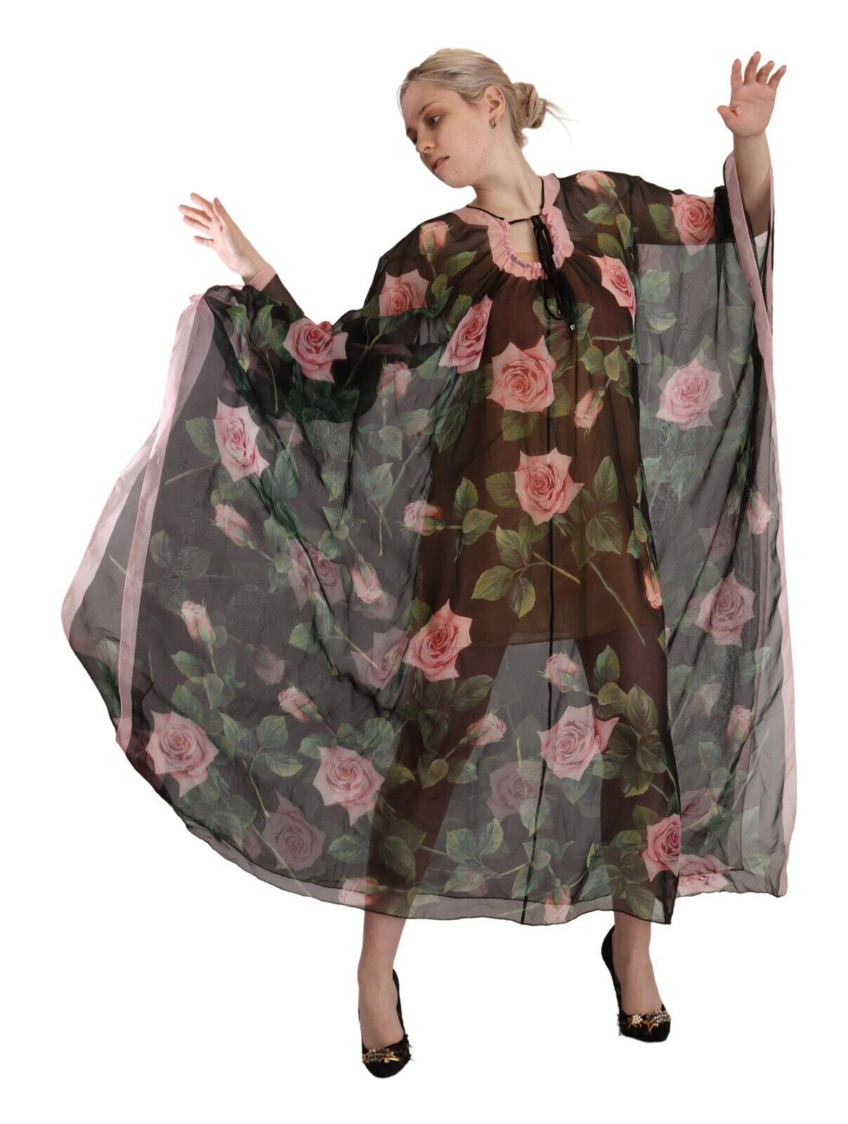 Dolce & Gabbana Elegant Floral Kaftan Silk Dress