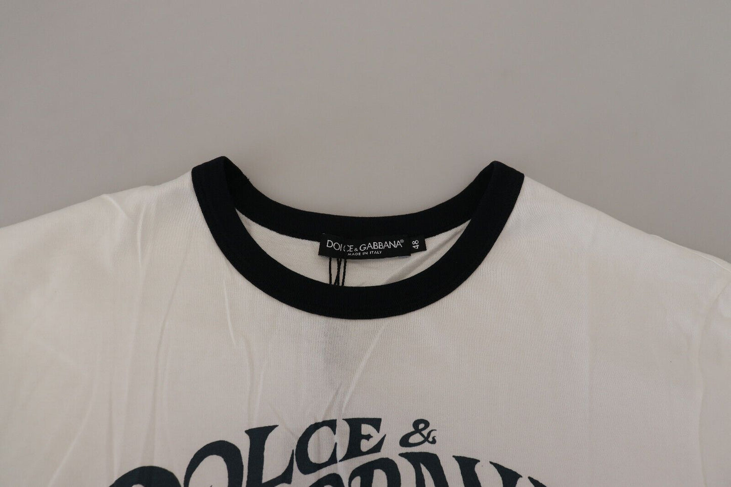 Dolce & Gabbana Elegant White Logo Print Crewneck Tee