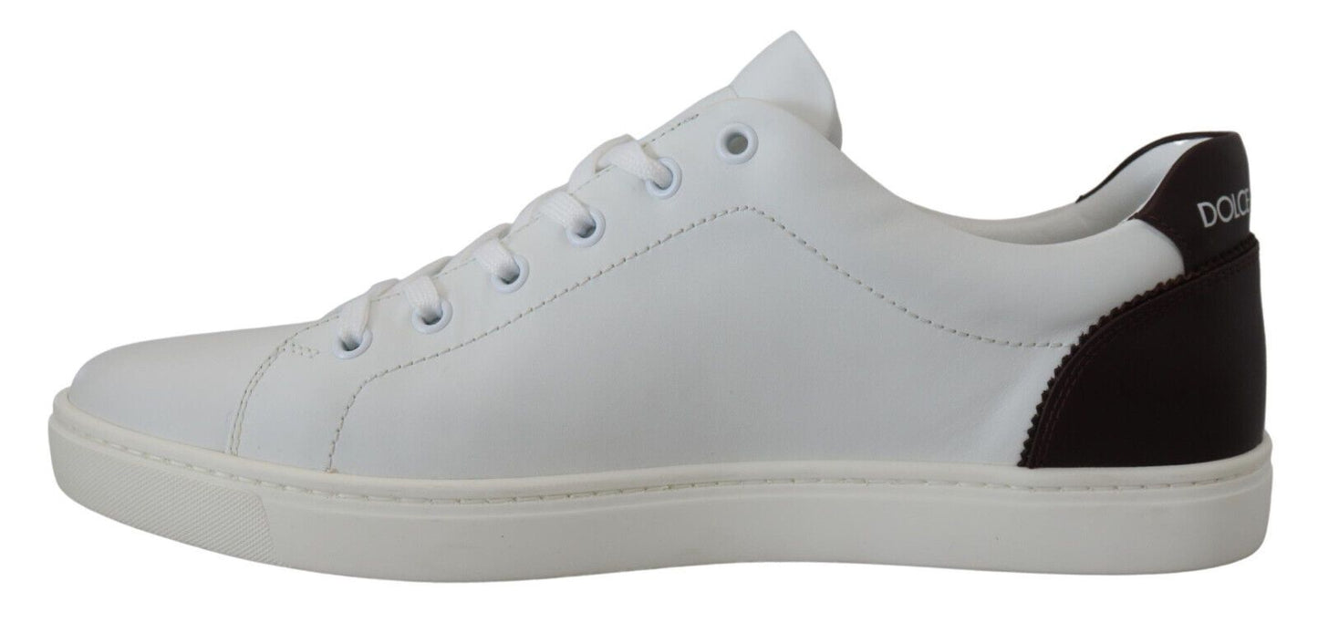 Dolce & Gabbana Elegant White Leather Low-Top Sneakers