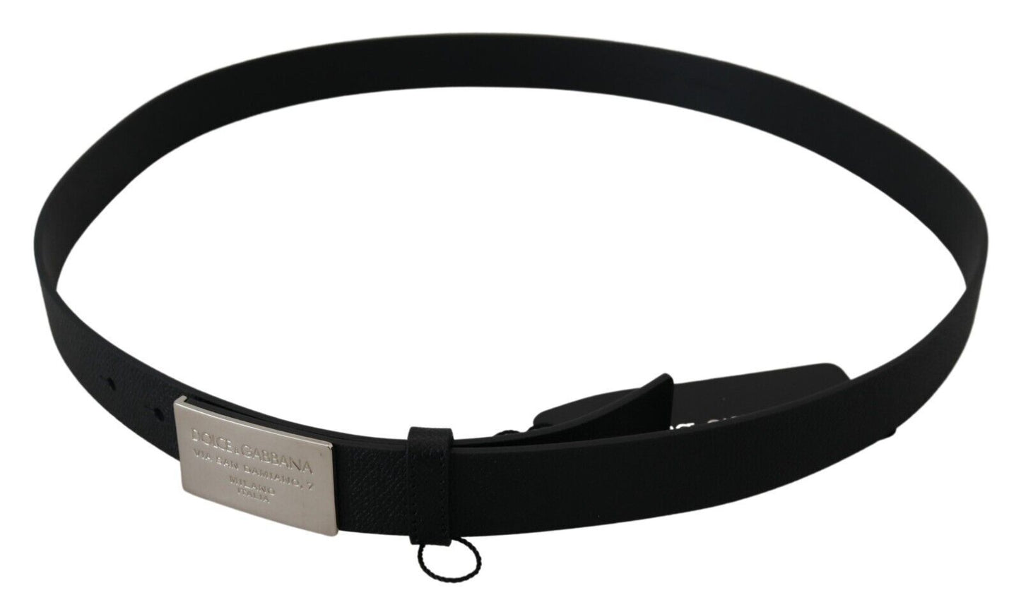 Dolce & Gabbana Elegant Black Leather Belt with Metal Buckle