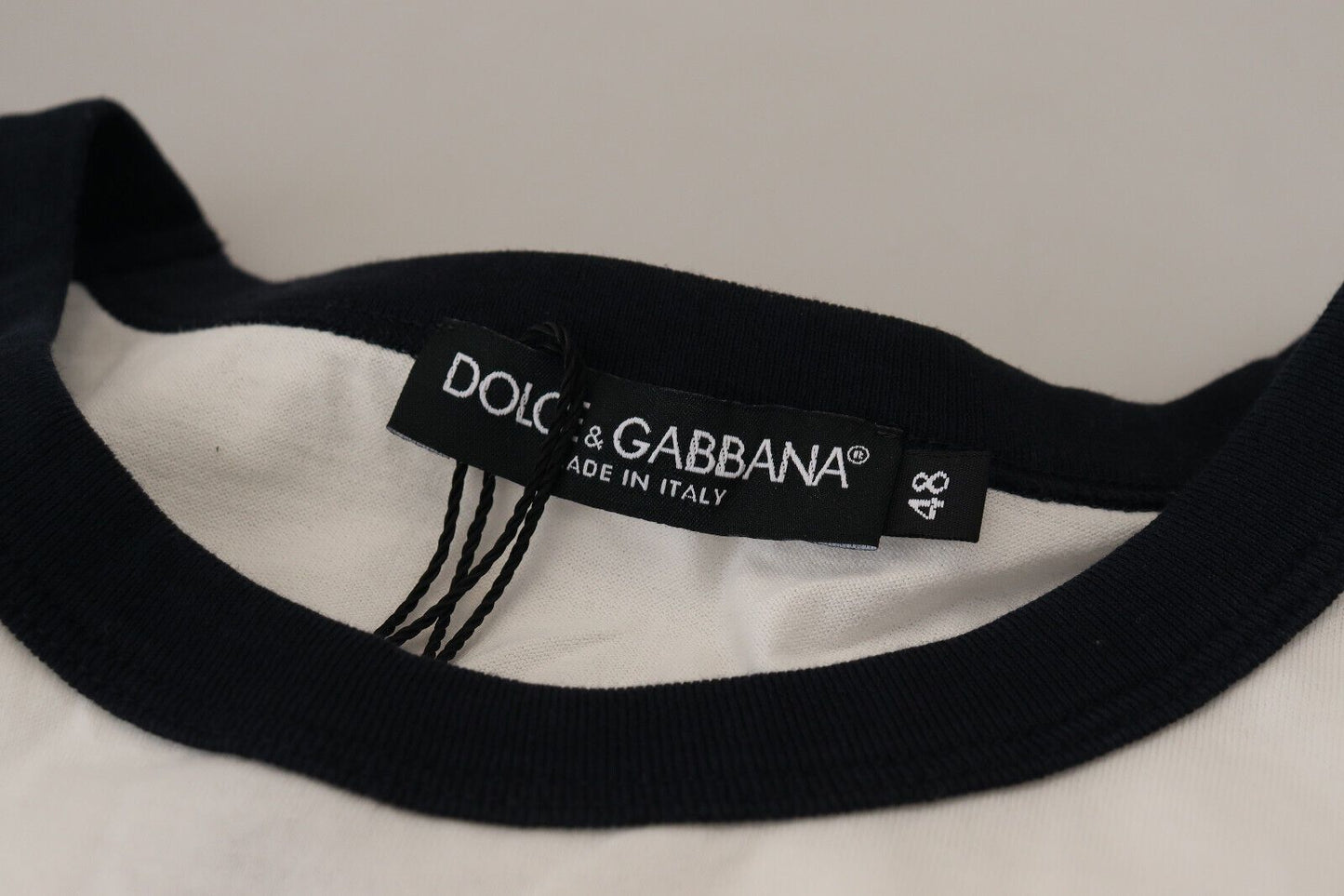 Dolce & Gabbana Elegant White Logo Print Crewneck Tee