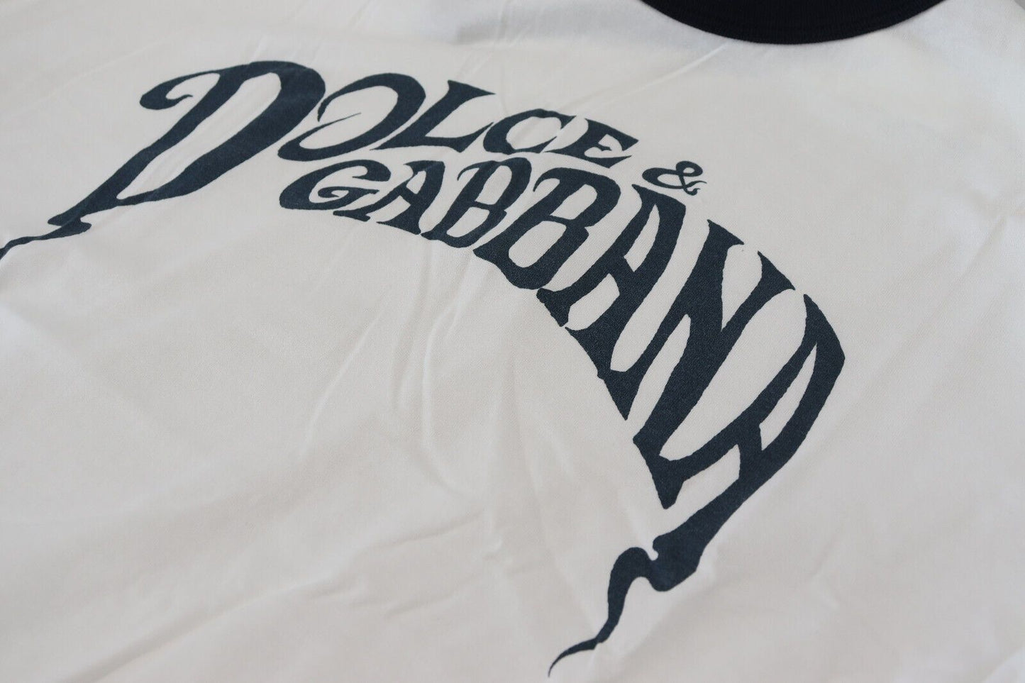 Dolce & Gabbana Elegant White Logo Print Crewneck Tee