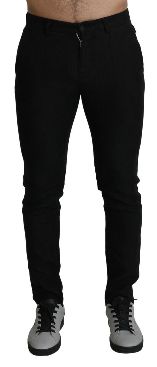 Dolce & Gabbana Elegant Black Linen Skinny Trousers