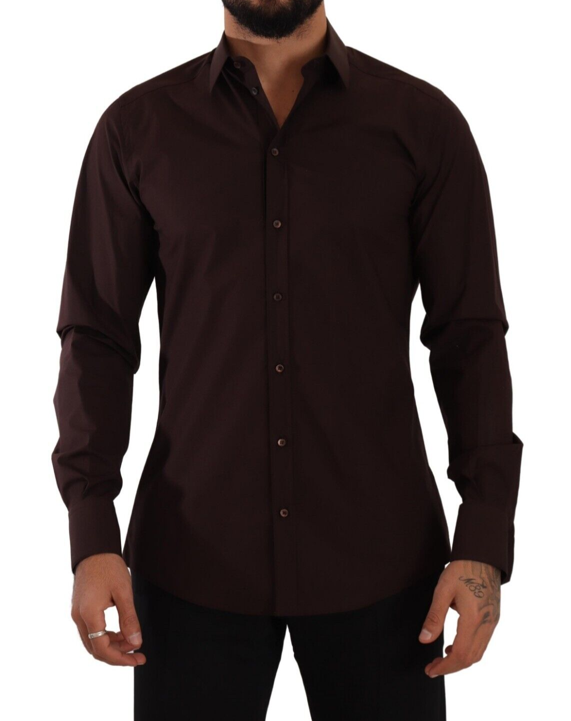 Dolce & Gabbana Elegant Bordeaux Slim Fit Dress Shirt