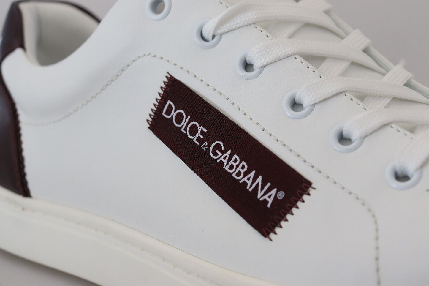 Dolce & Gabbana Elegant White Leather Low-Top Sneakers