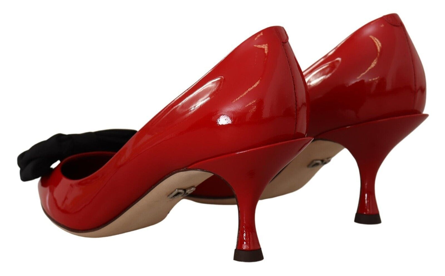 Dolce & Gabbana Elegant Patent Leather Heels with Chic Bow Accent