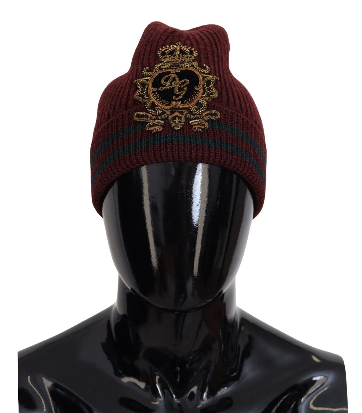 Dolce & Gabbana Maroon Virgin Wool Beanie Hat