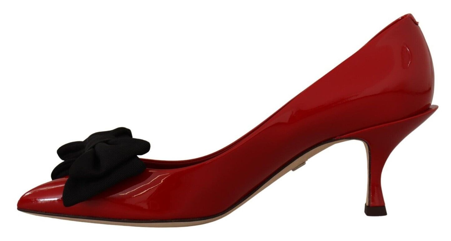 Dolce & Gabbana Elegant Patent Leather Heels with Chic Bow Accent