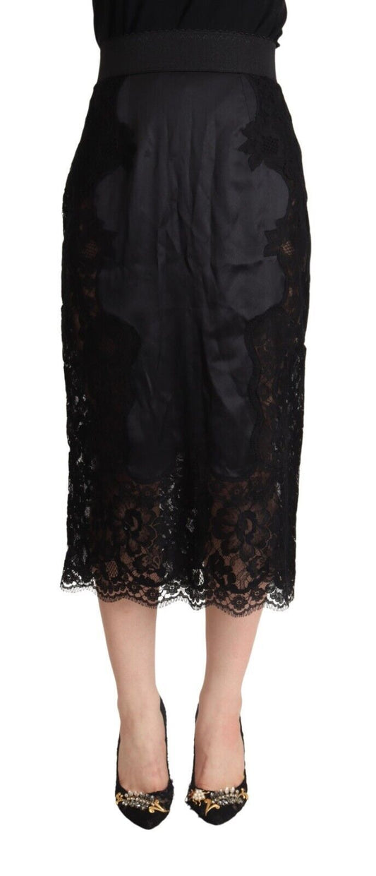 Dolce & Gabbana Elegant Floral Lace Pencil Cut Midi Skirt