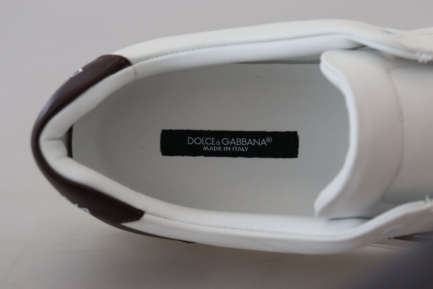 Dolce & Gabbana Elegant White Leather Low-Top Sneakers