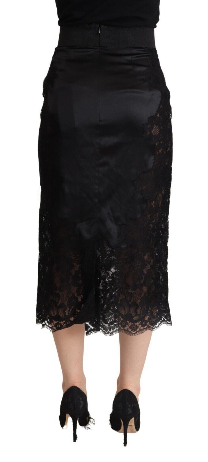 Dolce & Gabbana Elegant Floral Lace Pencil Cut Midi Skirt