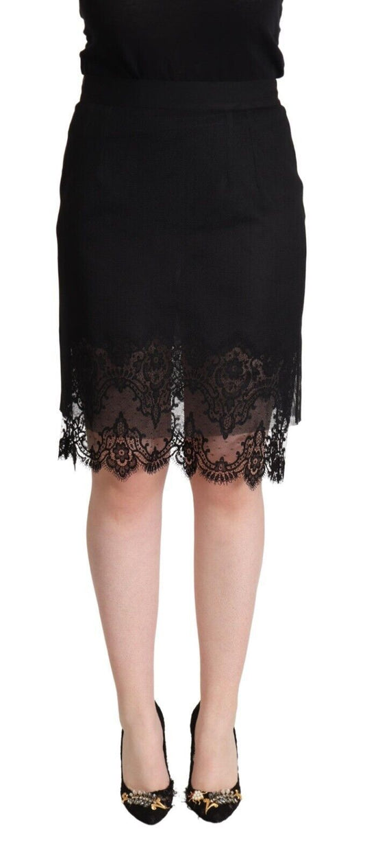 Dolce & Gabbana Elegant Floral Lace Pencil Skirt in Black