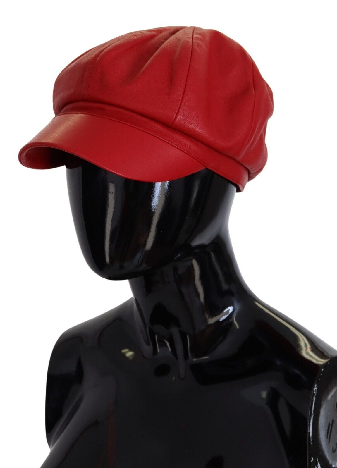 Dolce & Gabbana Exquisite Red Leather Cabbie Hat