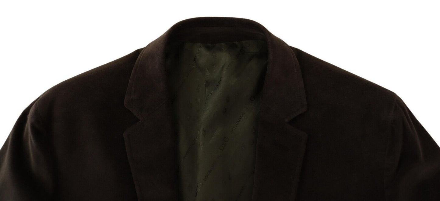 Dolce & Gabbana Brown Velvet Slim Fit Coat D&G Blazer