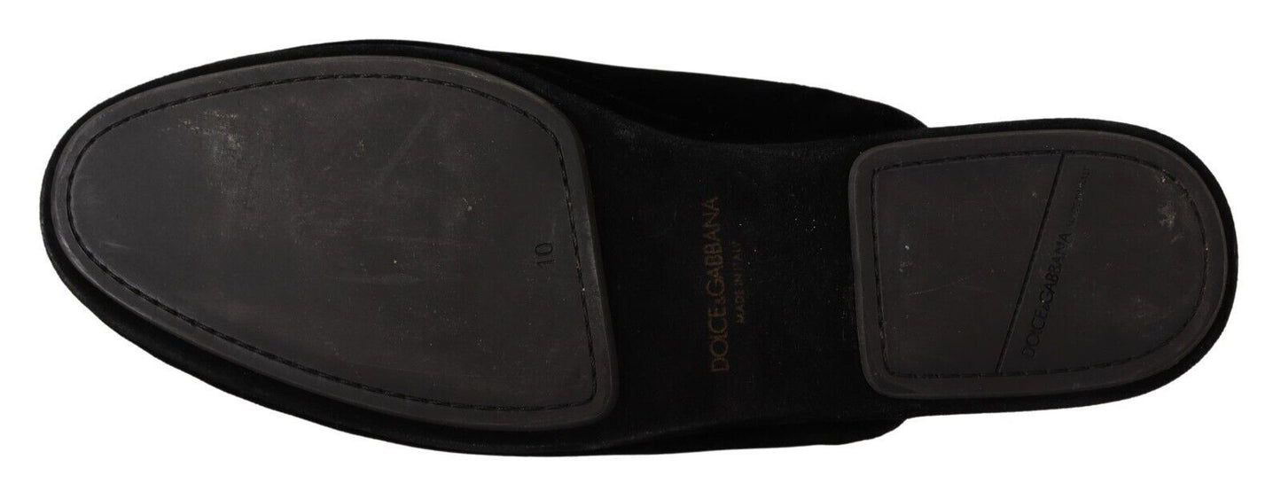 Dolce & Gabbana Elegant Velvet Embroidered Slides