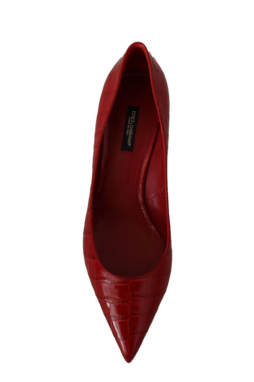 Dolce & Gabbana Red Leather Kitten Heels Pumps Women's Shoes