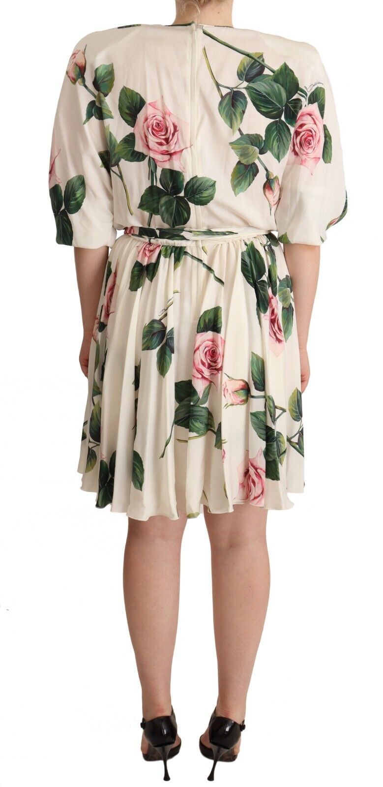 Dolce & Gabbana Elegant Stretch Silk Pleated Rose Dress