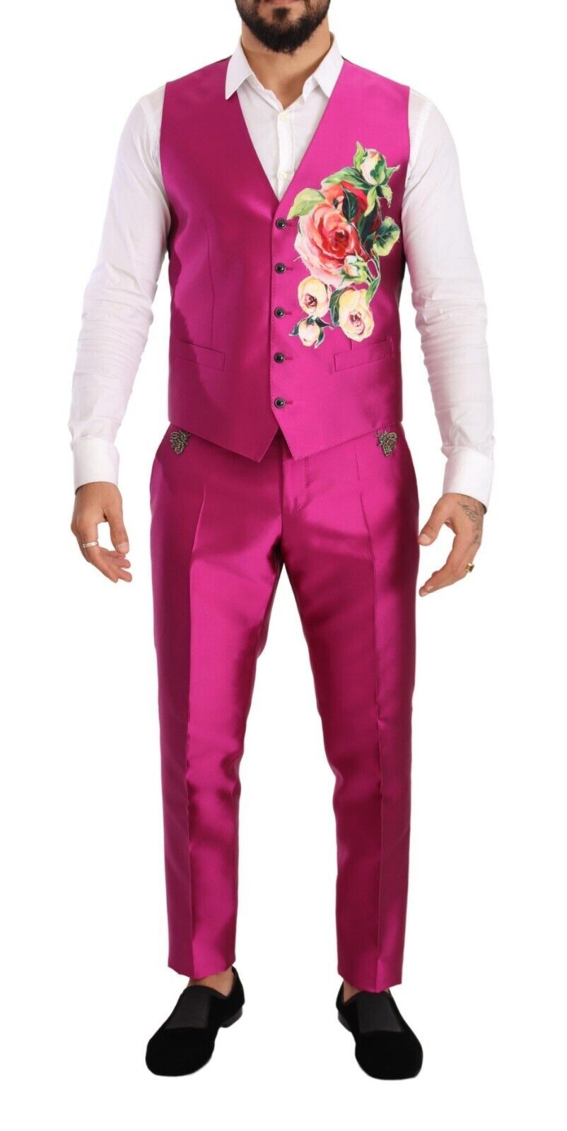 Dolce & Gabbana Elegant Pink Silk Martini Three-Piece Suit