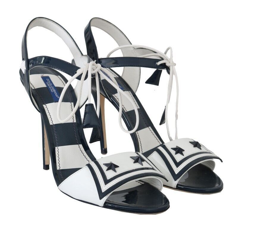 Dolce & Gabbana Striped Elegance Leather Heel Sandals